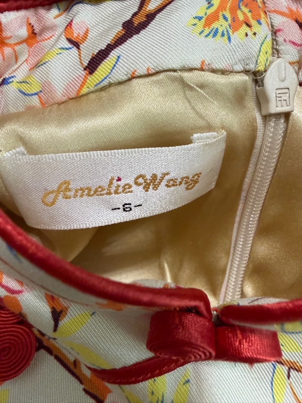 Amelie Wang 100% Mulberry Silk Girls Qipao Dress | Size 6 - Picture 5 of 6